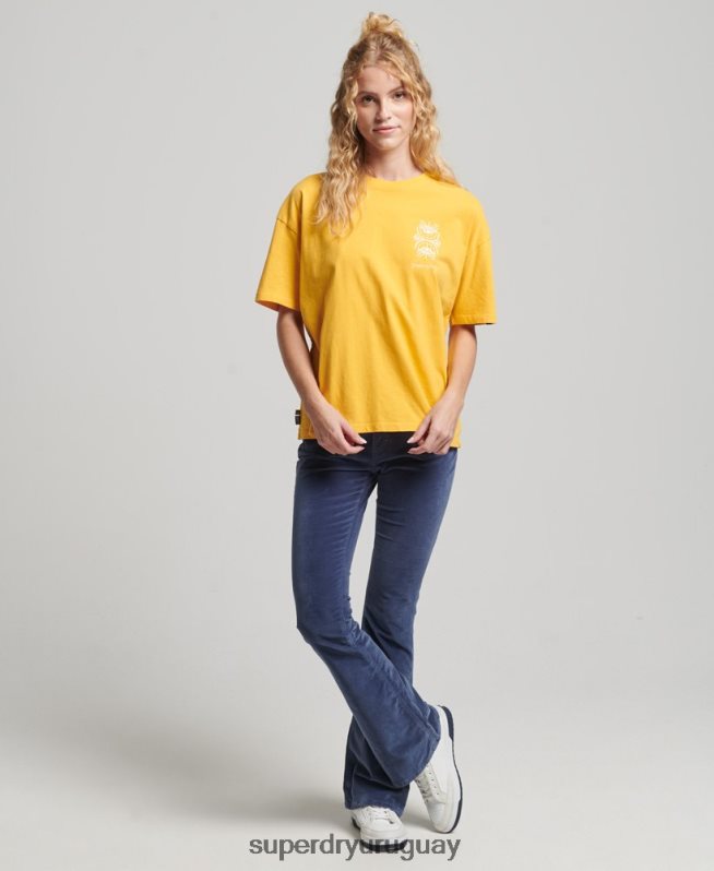 uy Superdry mujer camiseta folk nómada amarillo DT2N8Z2664 ropa