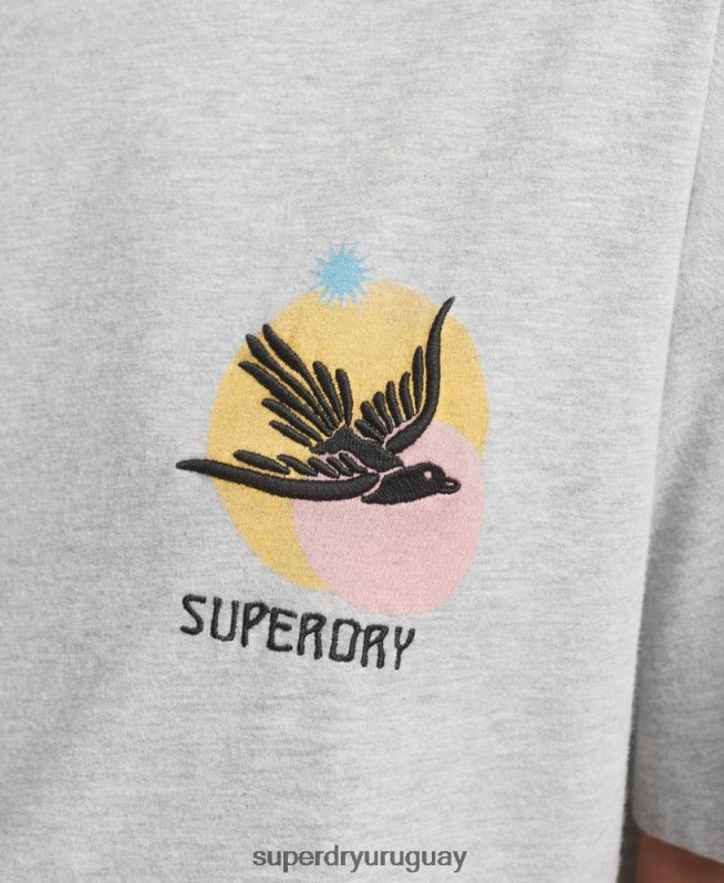uy Superdry mujer camiseta folk nómada gris DT2N8Z2838 ropa