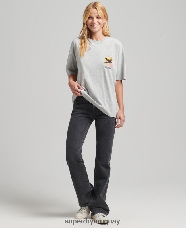 uy Superdry mujer camiseta folk nómada gris DT2N8Z2838 ropa