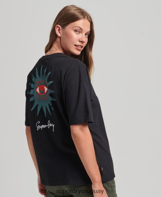 uy Superdry mujer camiseta folk nómada negro DT2N8Z2789 ropa
