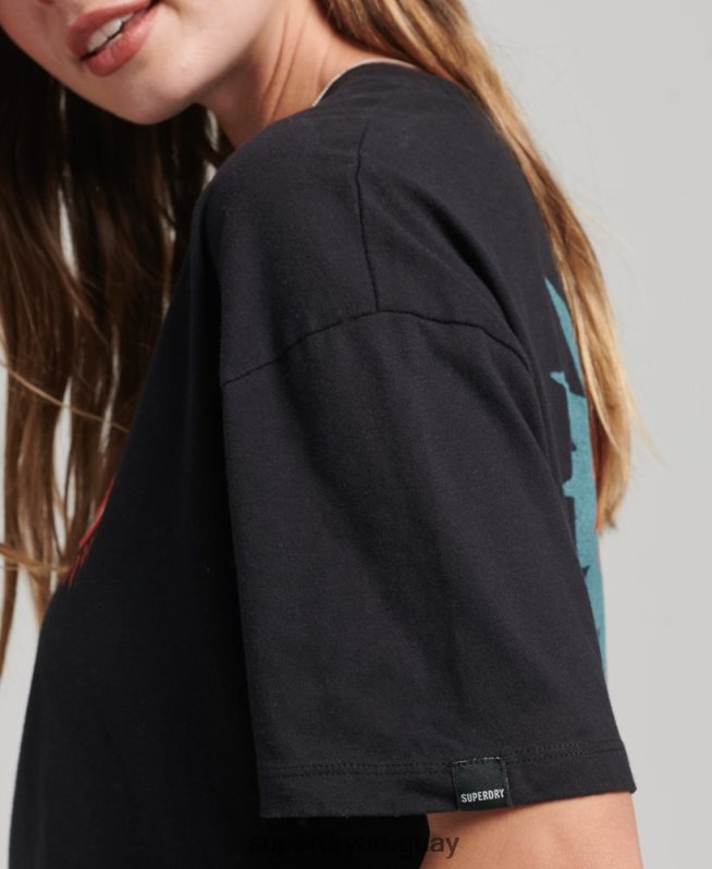 uy Superdry mujer camiseta folk nómada negro DT2N8Z2789 ropa