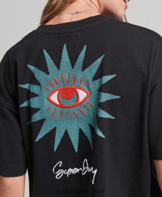 uy Superdry mujer camiseta folk nómada negro DT2N8Z2789 ropa