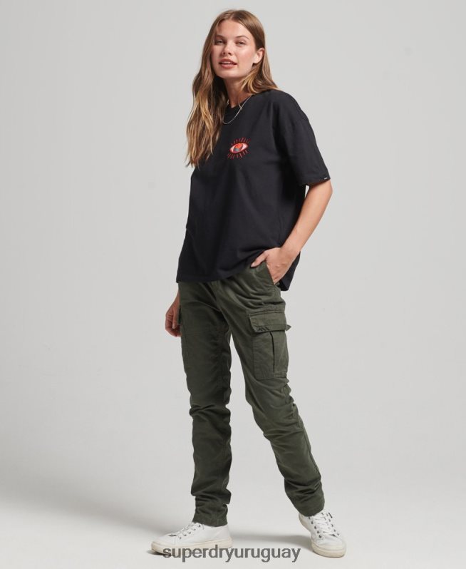 uy Superdry mujer camiseta folk nómada negro DT2N8Z2789 ropa