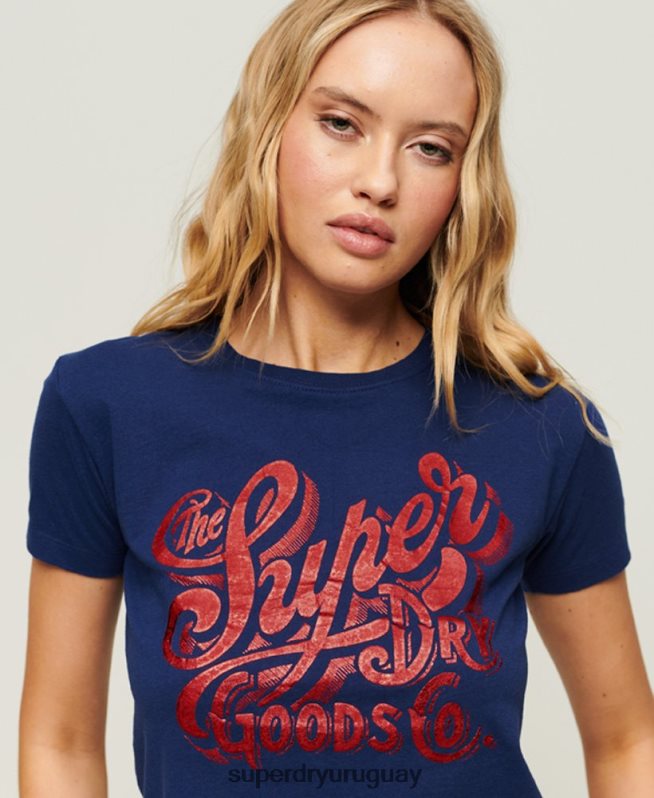 uy Superdry mujer camiseta gráfica con guión de ropa de trabajo Armada DT2N8Z1971 ropa