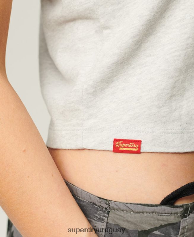uy Superdry mujer camiseta gráfica con guión de ropa de trabajo gris claro DT2N8Z2115 ropa