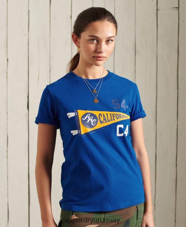 uy Superdry mujer camiseta gráfica de la asociación atlética de california azul DT2N8Z2825 ropa