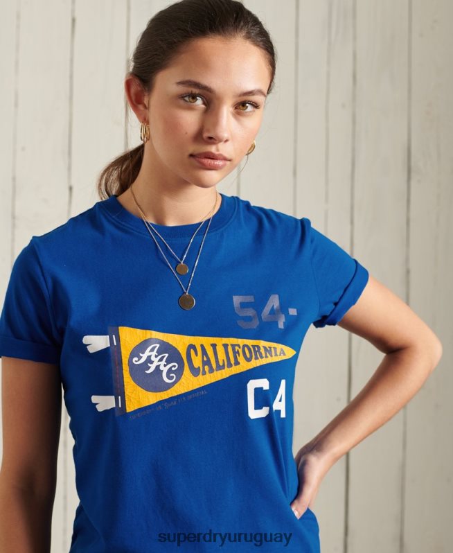 uy Superdry mujer camiseta gráfica de la asociación atlética de california azul DT2N8Z2825 ropa