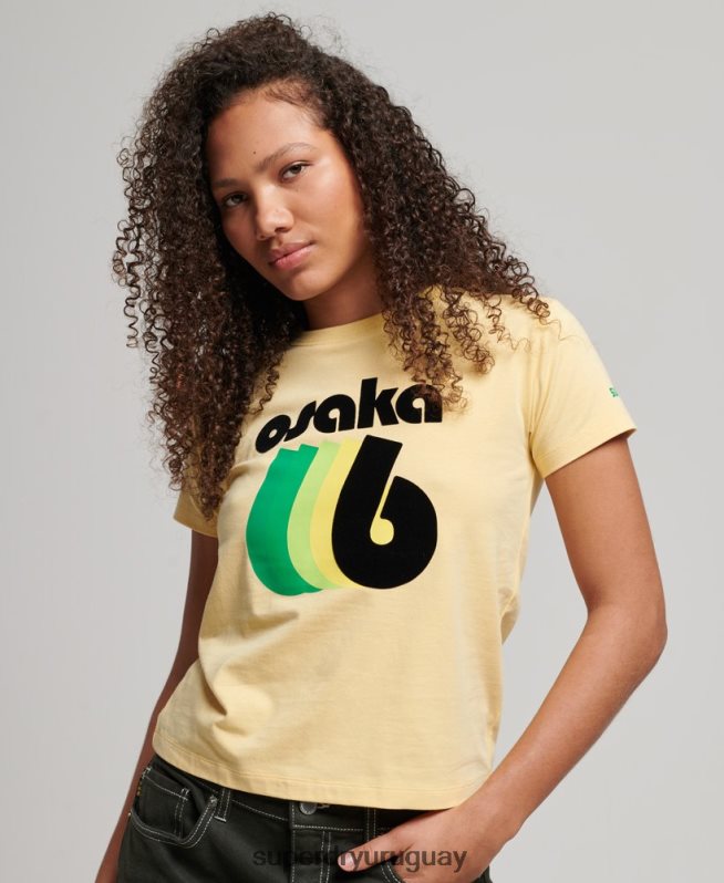 uy Superdry mujer camiseta gráfica de los 90 amarillo DT2N8Z2667 ropa