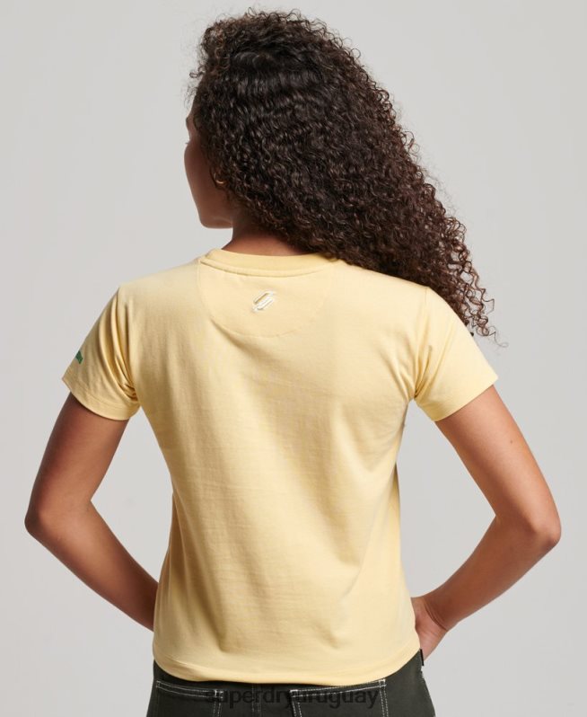 uy Superdry mujer camiseta gráfica de los 90 amarillo DT2N8Z2667 ropa