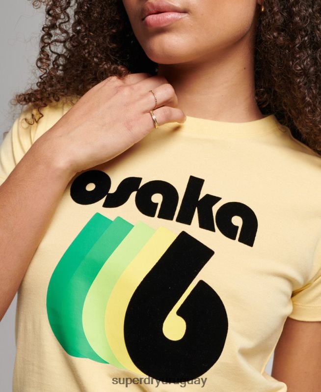 uy Superdry mujer camiseta gráfica de los 90 amarillo DT2N8Z2667 ropa