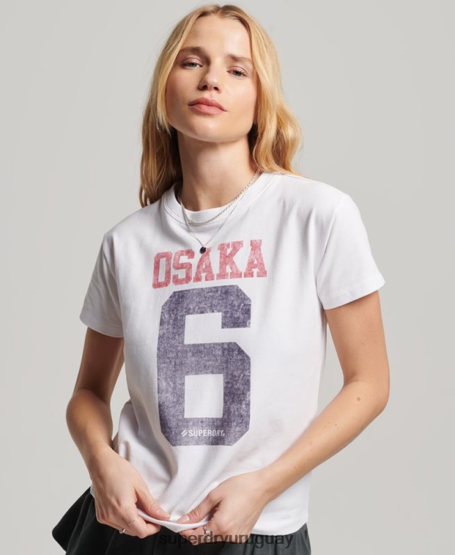 uy Superdry mujer camiseta gráfica de los 90 blanco DT2N8Z2240 ropa