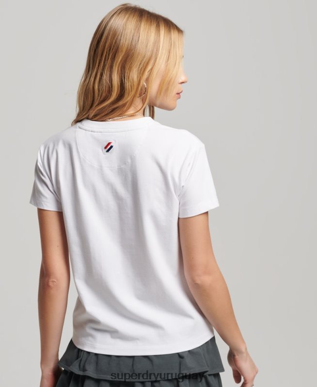 uy Superdry mujer camiseta gráfica de los 90 blanco DT2N8Z2240 ropa