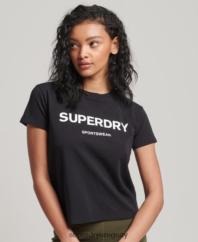 uy Superdry mujer camiseta gráfica de los 90 negro DT2N8Z2150 ropa