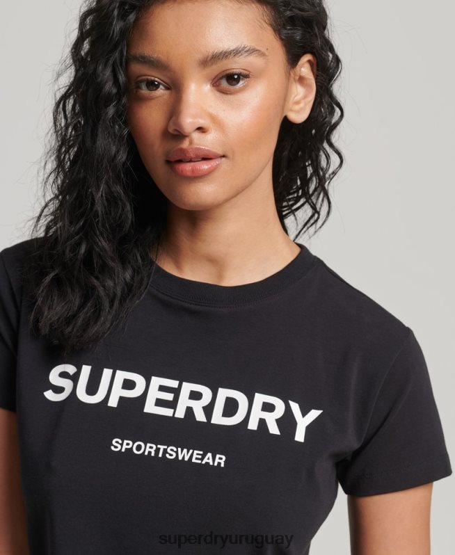 uy Superdry mujer camiseta gráfica de los 90 negro DT2N8Z2150 ropa