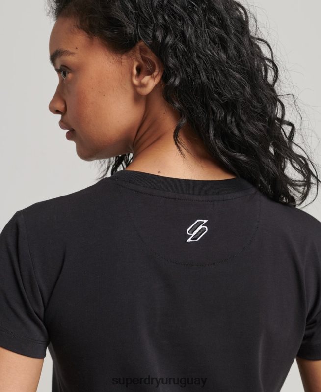 uy Superdry mujer camiseta gráfica de los 90 negro DT2N8Z2150 ropa