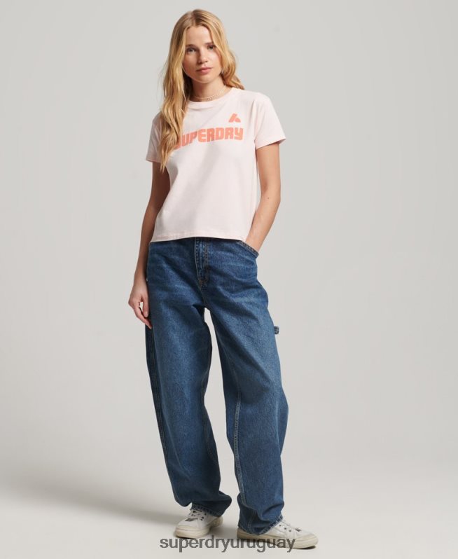 uy Superdry mujer camiseta gráfica de los 90 rosa DT2N8Z2655 ropa