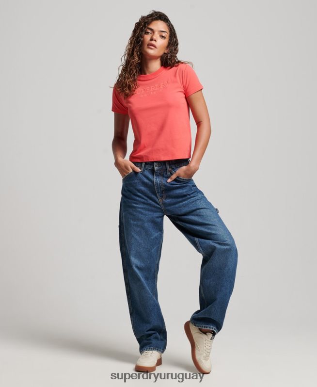 uy Superdry mujer camiseta gráfica de los 90 rosa DT2N8Z2685 ropa