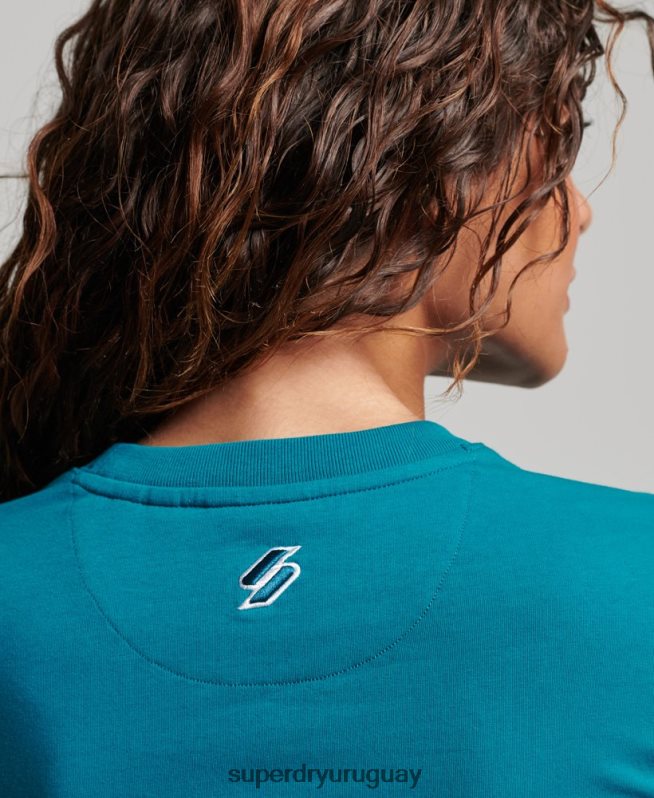 uy Superdry mujer camiseta gráfica de los 90 turquesa DT2N8Z2721 ropa