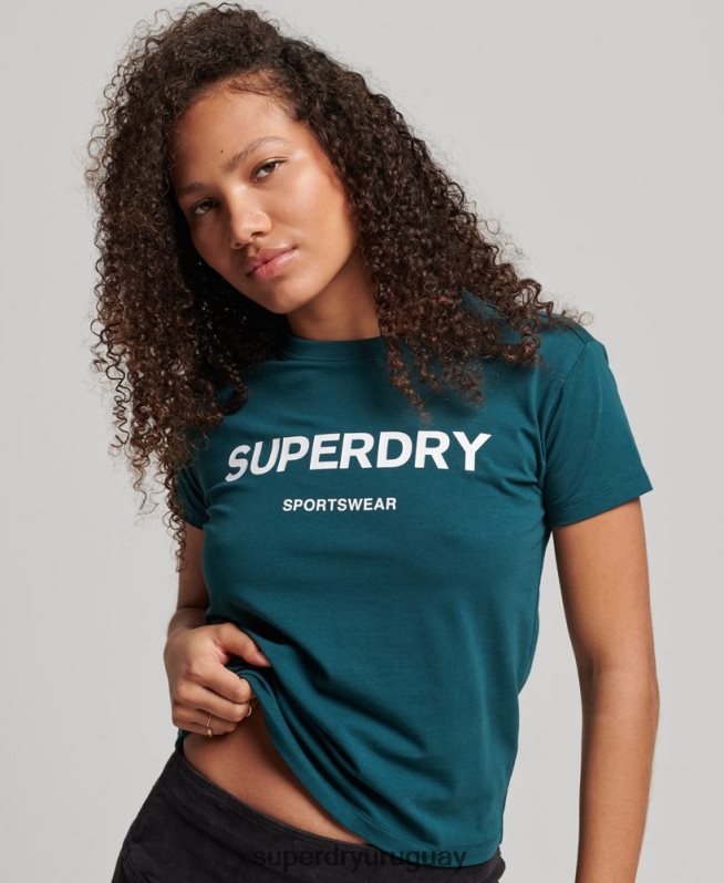 uy Superdry mujer camiseta gráfica de los 90 verde DT2N8Z2639 ropa