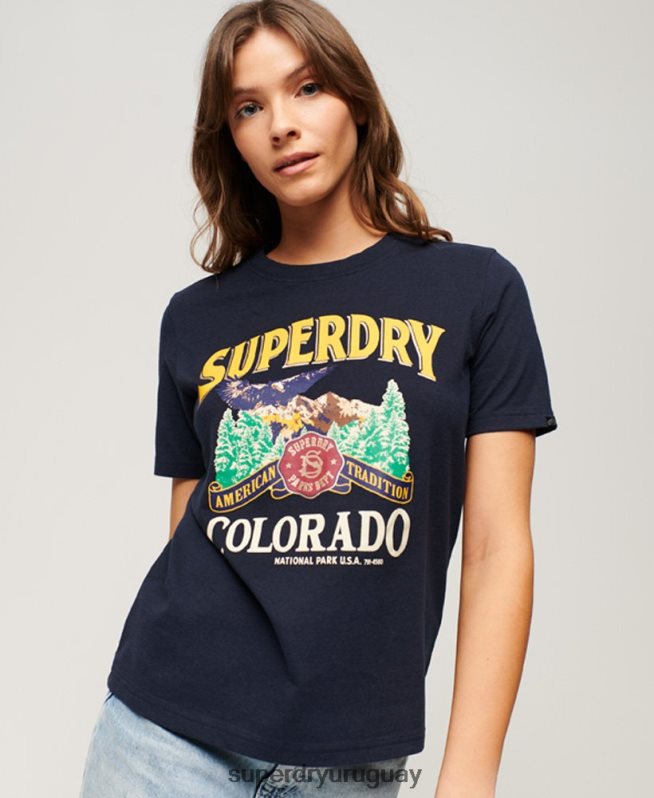 uy Superdry mujer camiseta gráfica de recuerdo de viaje Armada DT2N8Z2659 ropa