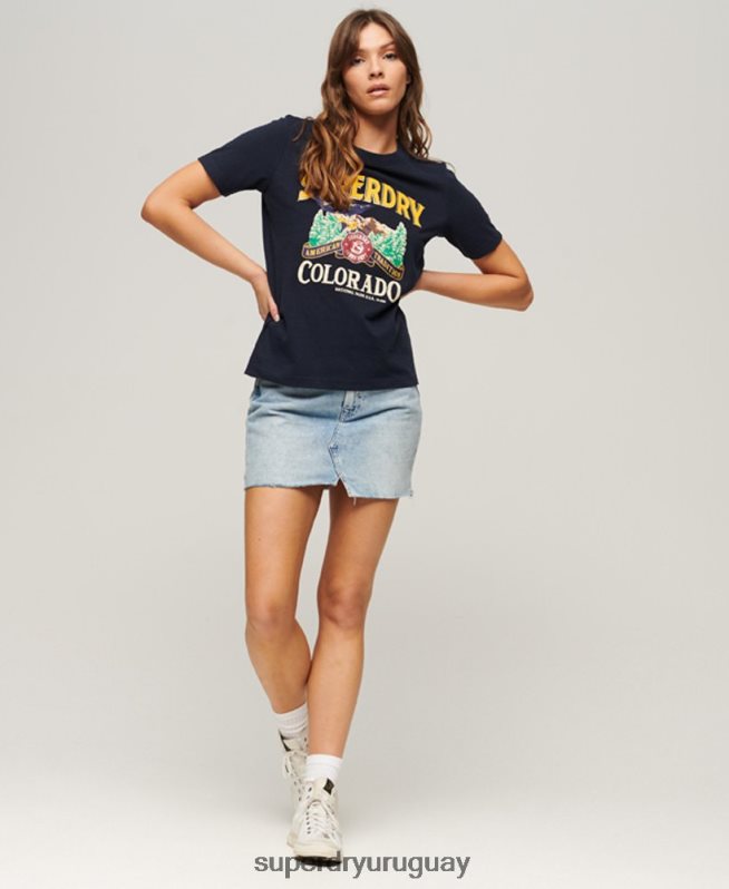 uy Superdry mujer camiseta gráfica de recuerdo de viaje Armada DT2N8Z2659 ropa