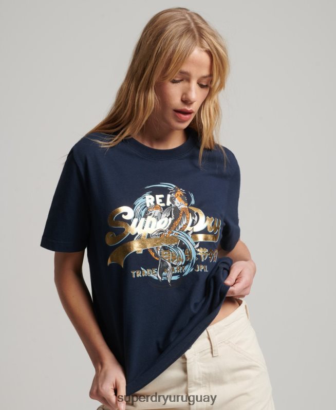 uy Superdry mujer camiseta gráfica japonesa con logo vintage Armada DT2N8Z2720 ropa