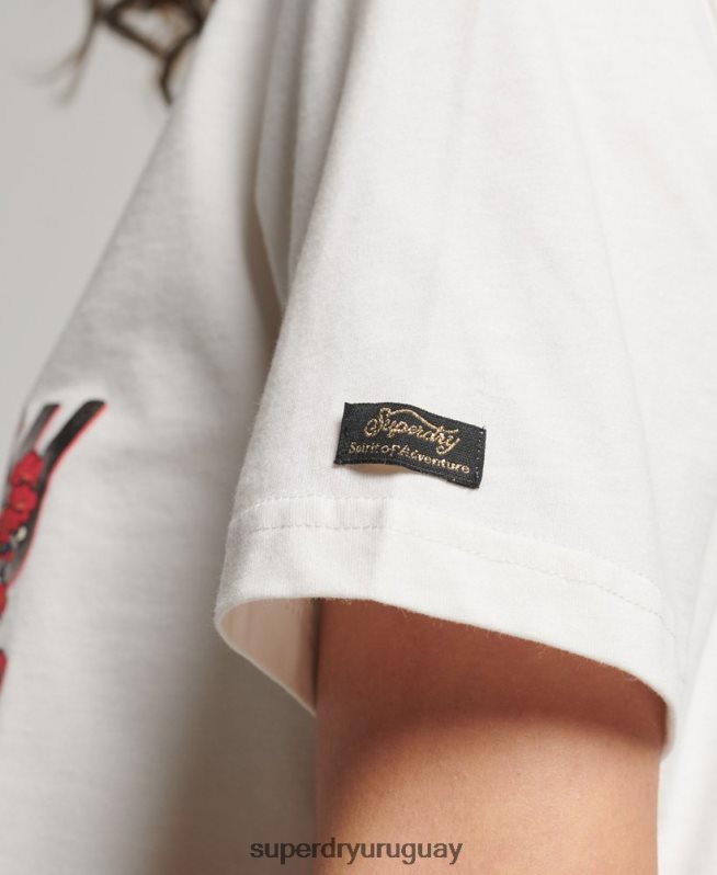 uy Superdry mujer camiseta gráfica japonesa con logo vintage blanco DT2N8Z2680 ropa