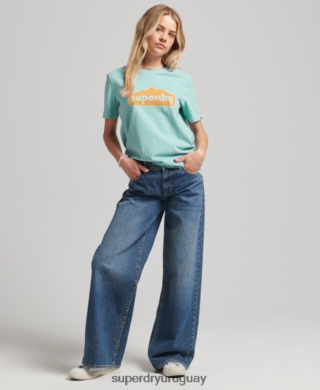 uy Superdry mujer camiseta gráfica terreno de los 90 azul claro DT2N8Z6194 ropa