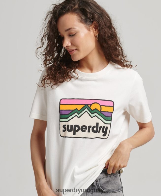 uy Superdry mujer camiseta gráfica terreno de los 90 blanco DT2N8Z6276 ropa