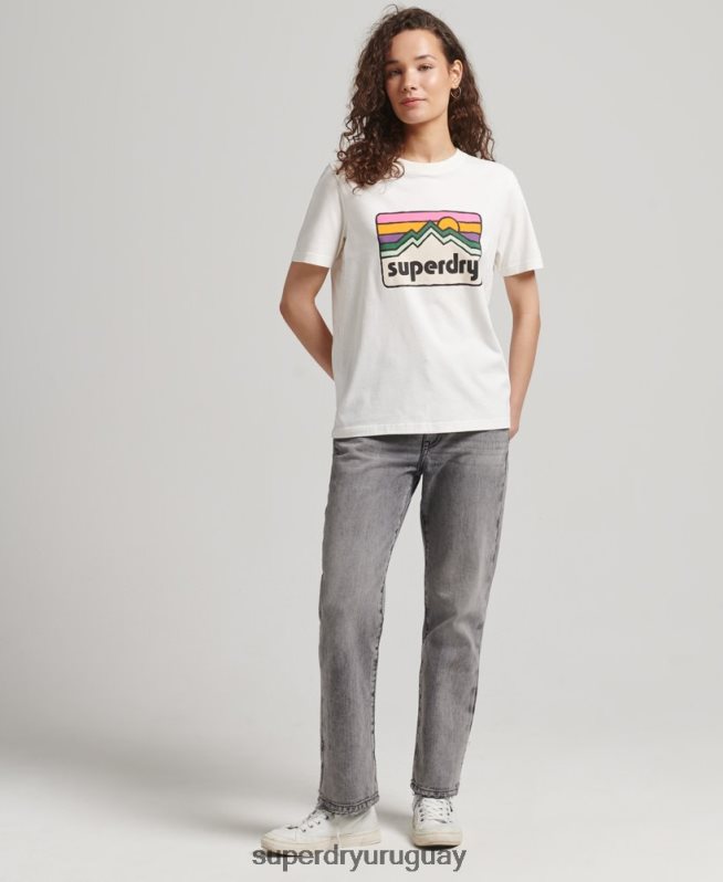 uy Superdry mujer camiseta gráfica terreno de los 90 blanco DT2N8Z6276 ropa