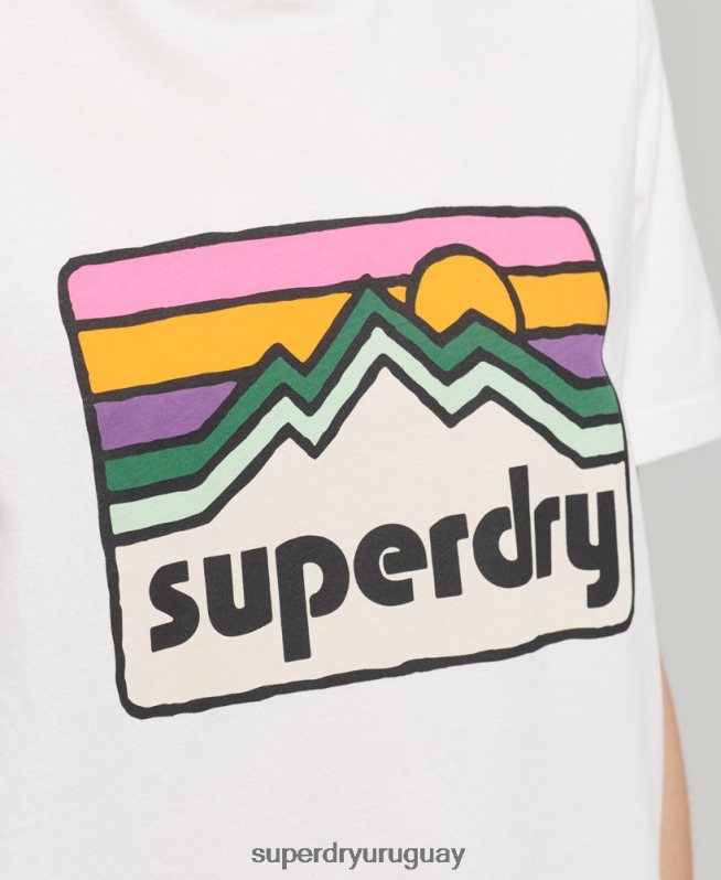 uy Superdry mujer camiseta gráfica terreno de los 90 blanco DT2N8Z6276 ropa