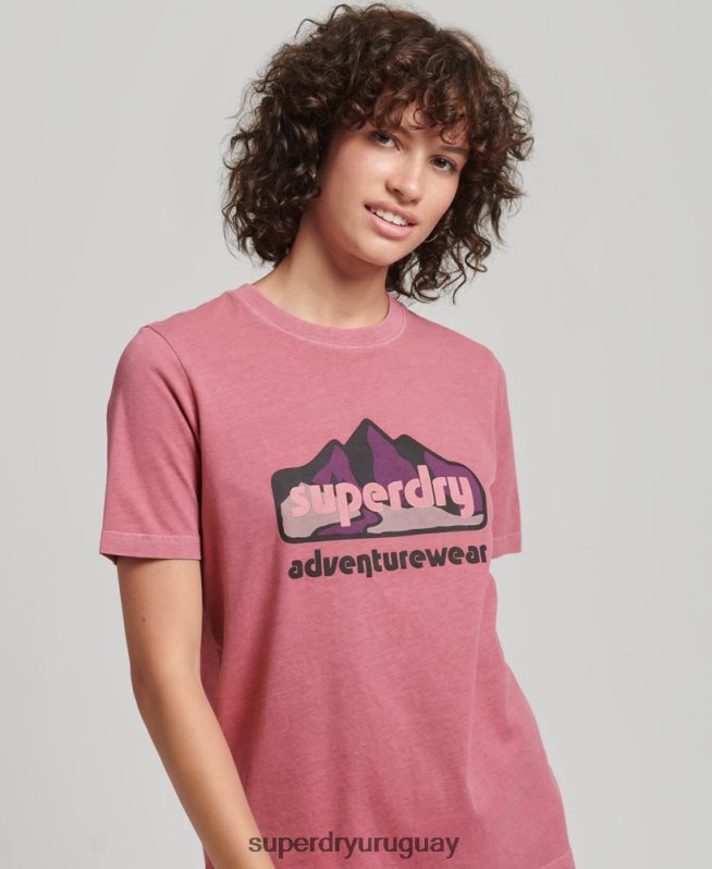 uy Superdry mujer camiseta gráfica terreno de los 90 rosa DT2N8Z6210 ropa
