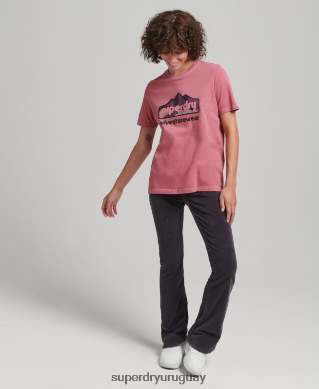 uy Superdry mujer camiseta gráfica terreno de los 90 rosa DT2N8Z6210 ropa
