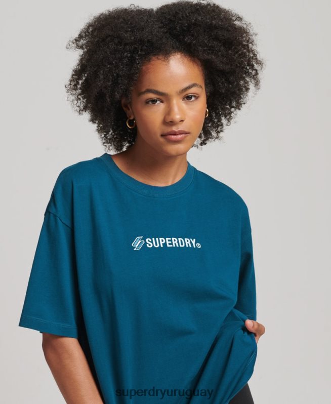 uy Superdry mujer camiseta holgada con aplique del logo azul DT2N8Z6234 ropa