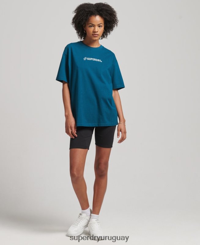 uy Superdry mujer camiseta holgada con aplique del logo azul DT2N8Z6234 ropa