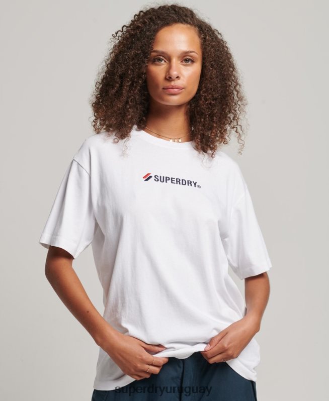 uy Superdry mujer camiseta holgada con aplique del logo blanco DT2N8Z2673 ropa