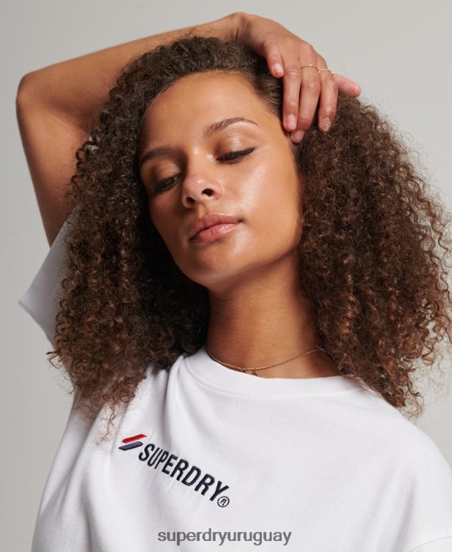 uy Superdry mujer camiseta holgada con aplique del logo blanco DT2N8Z2673 ropa