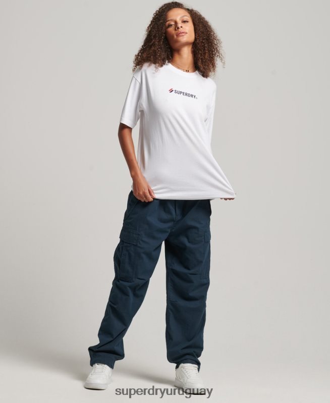 uy Superdry mujer camiseta holgada con aplique del logo blanco DT2N8Z2673 ropa