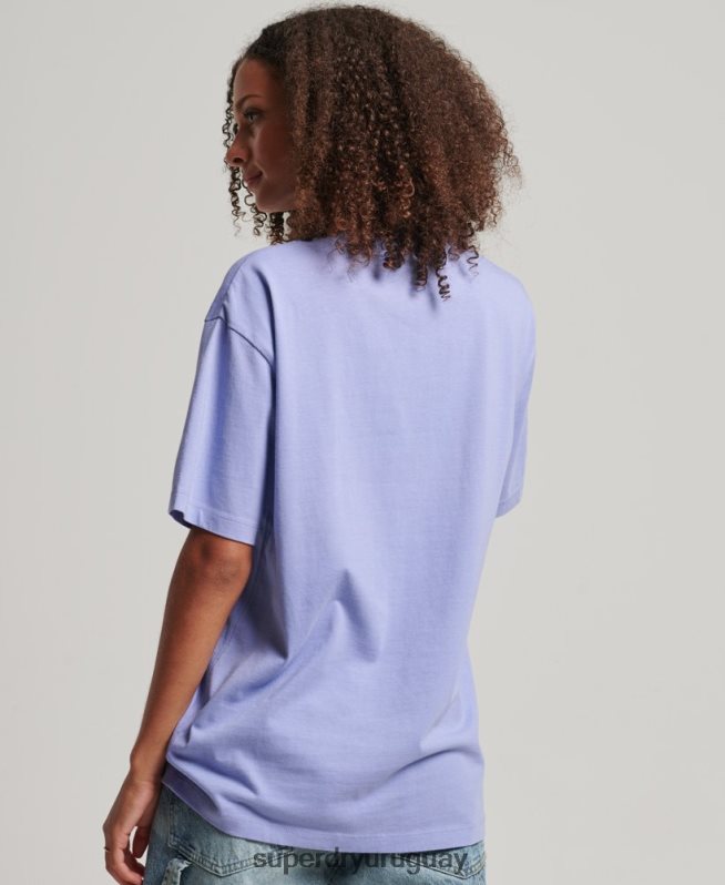 uy Superdry mujer camiseta holgada con aplique del logo púrpura DT2N8Z6199 ropa
