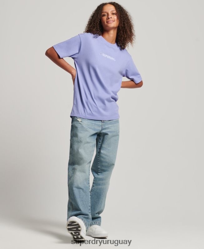 uy Superdry mujer camiseta holgada con aplique del logo púrpura DT2N8Z6199 ropa