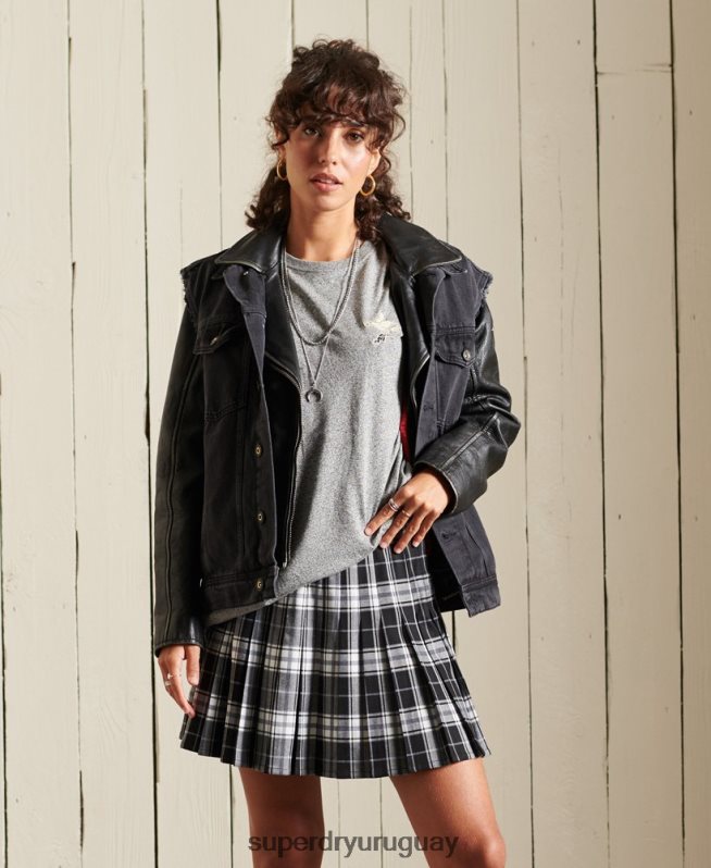 uy Superdry mujer camiseta holgada con gráfico boho rock gris DT2N8Z6607 ropa