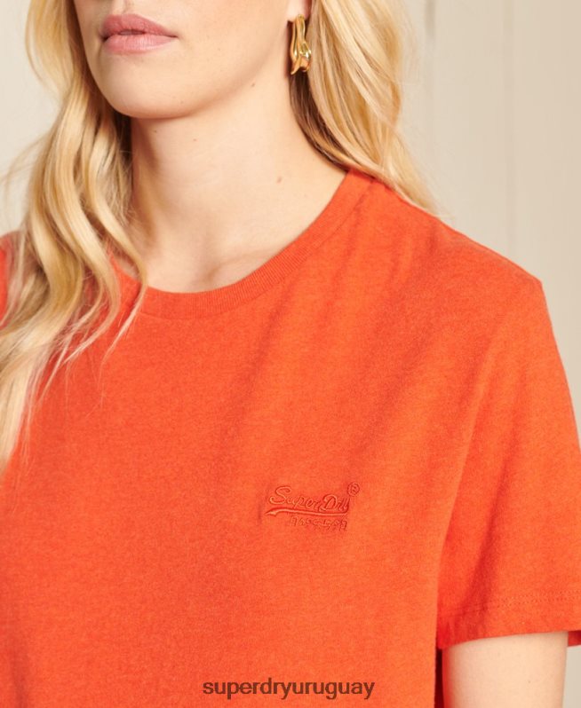 uy Superdry mujer camiseta holgada de algodón orgánico con logo vintage naranja DT2N8Z6297 ropa