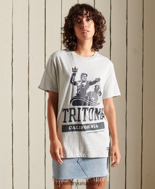 uy Superdry mujer camiseta holgada de collegiate state gris DT2N8Z6262 ropa