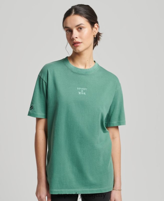 uy Superdry mujer camiseta holgada teñida en prenda con logo de Code Core verde DT2N8Z6293 ropa