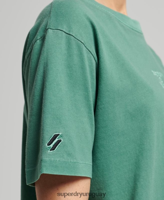 uy Superdry mujer camiseta holgada teñida en prenda con logo de Code Core verde DT2N8Z6293 ropa