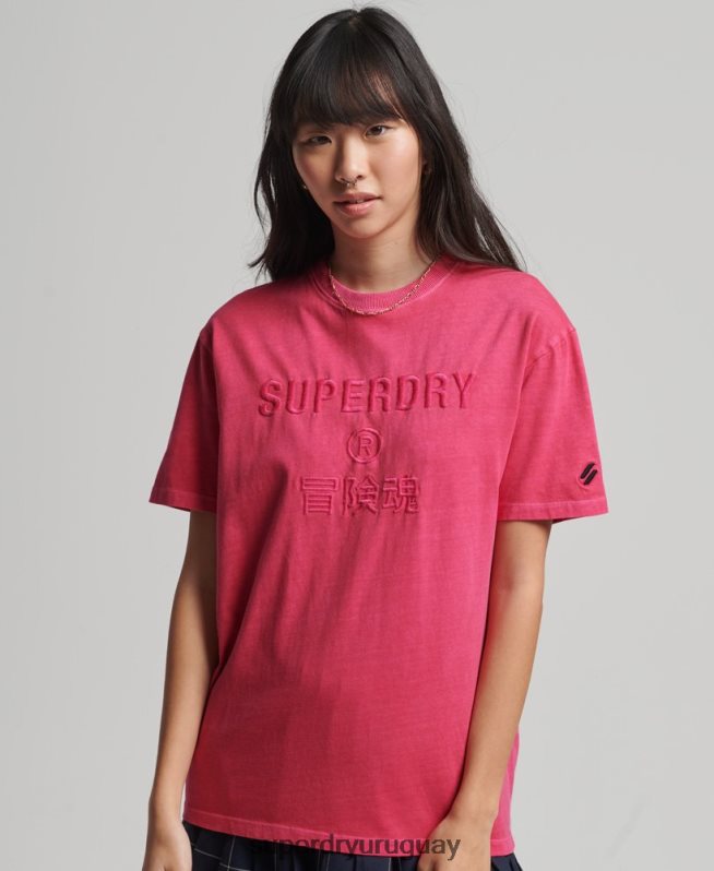 uy Superdry mujer camiseta holgada teñida en prenda con logo de código rosa DT2N8Z2772 ropa