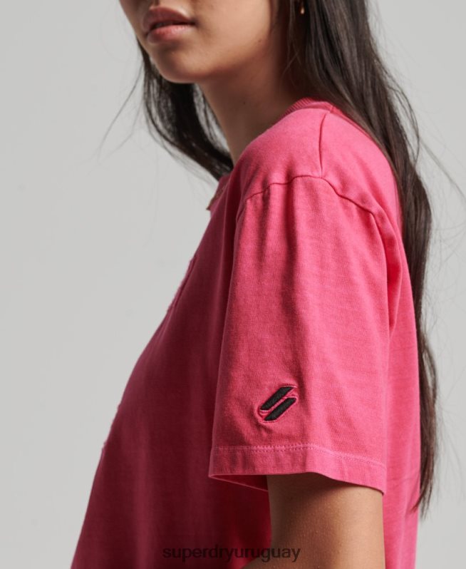 uy Superdry mujer camiseta holgada teñida en prenda con logo de código rosa DT2N8Z2772 ropa