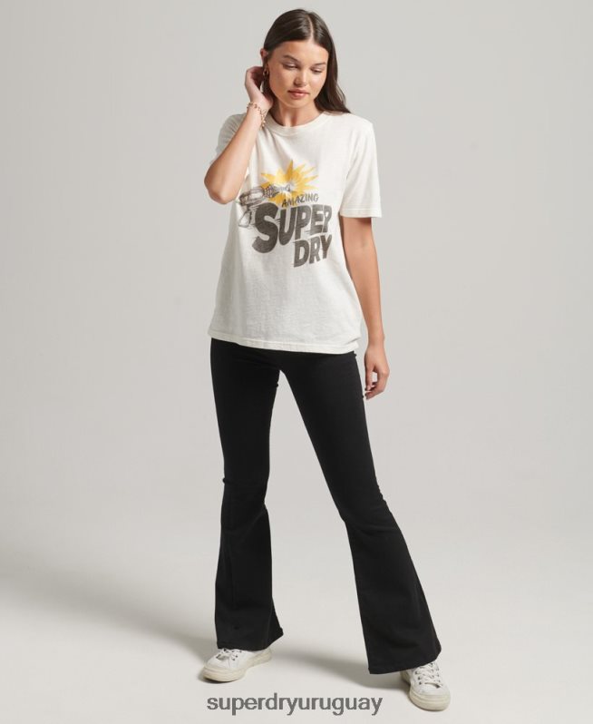 uy Superdry mujer camiseta indie vintage crema DT2N8Z6221 ropa