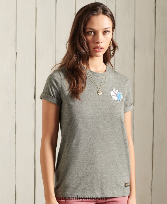 uy Superdry mujer camiseta narrativa militar gris oscuro DT2N8Z2769 ropa