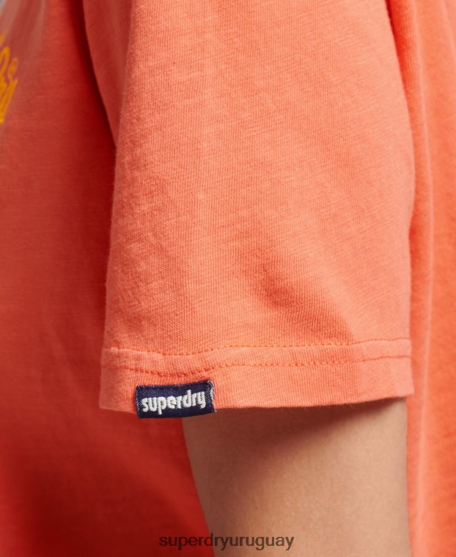 uy Superdry mujer camiseta neón estilo script coral DT2N8Z2770 ropa